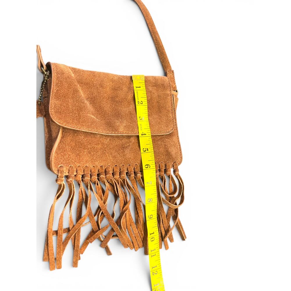 H&M leather suede fringe crossbody bag purse Bohemian Western Festival tassel - Picture 6 of 10